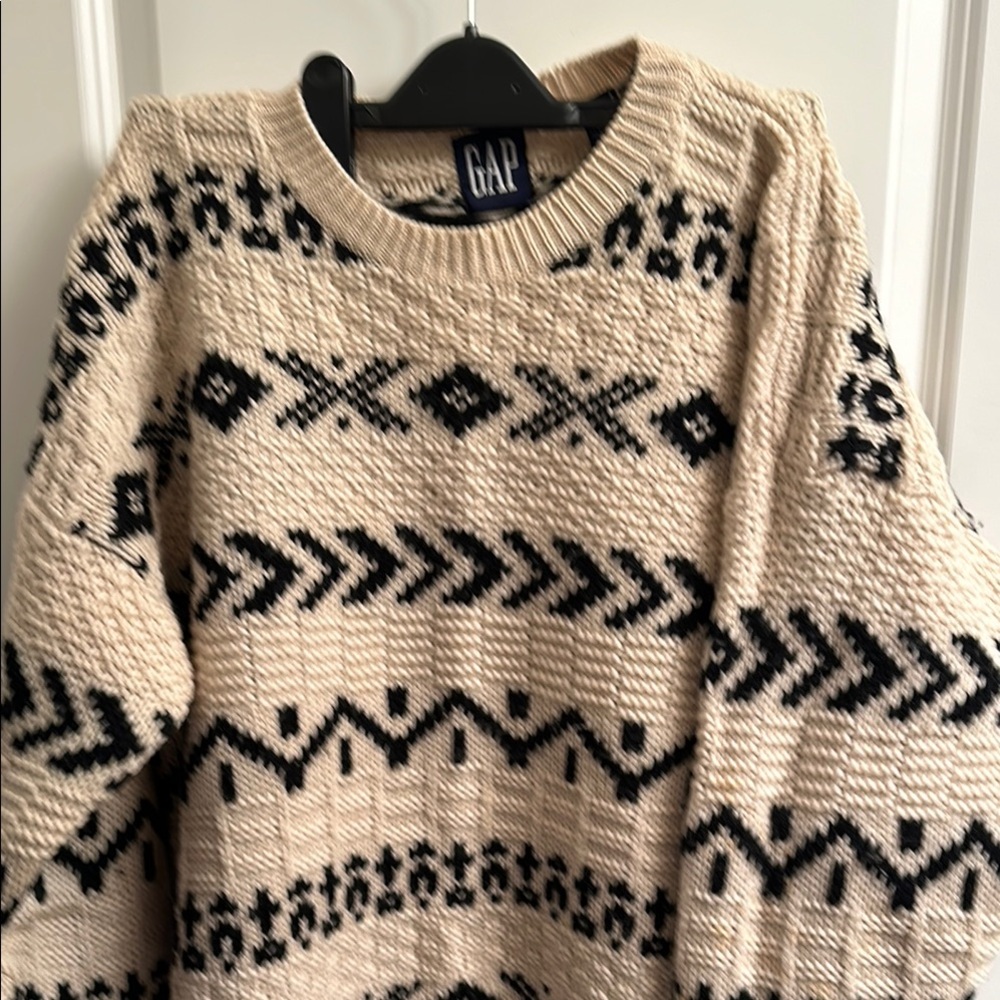 GAP Beige and Black Patterned Men's Sweater